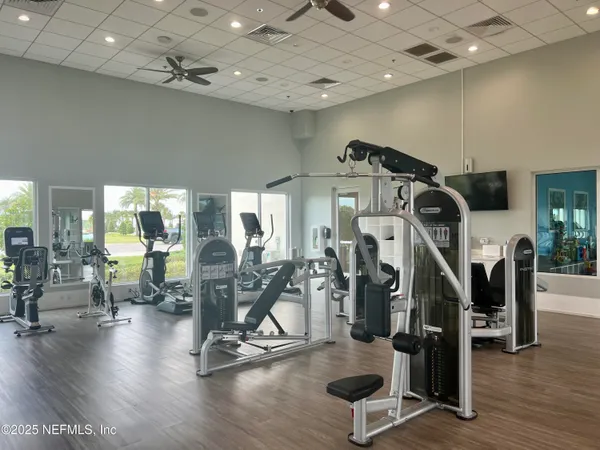 a view of a room with gym equipment