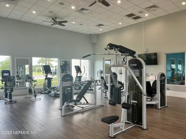 a view of a room with gym equipment