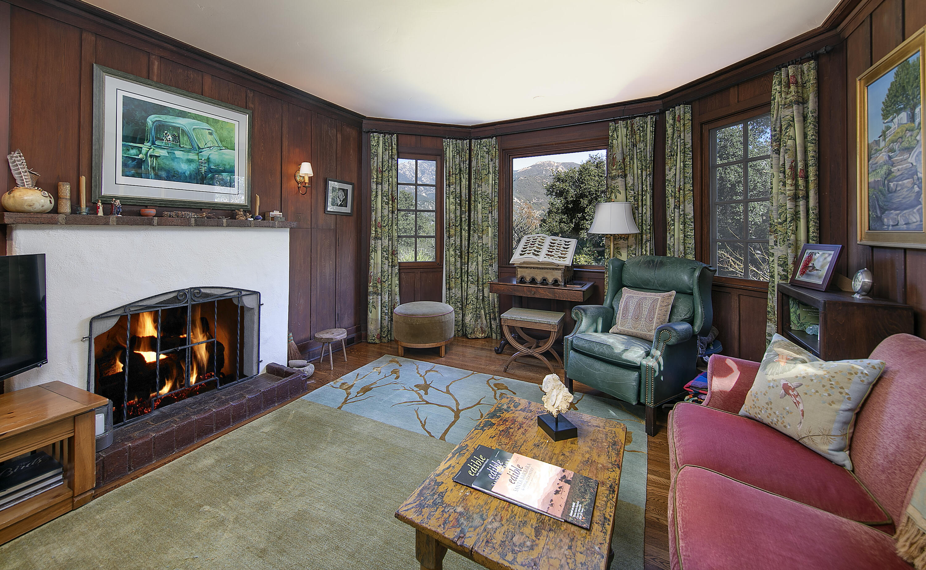 1138 Mission Ridge Road Santa Barbara, CA 93103 - Photo 23 of 54 a living room with furniture and a fireplace