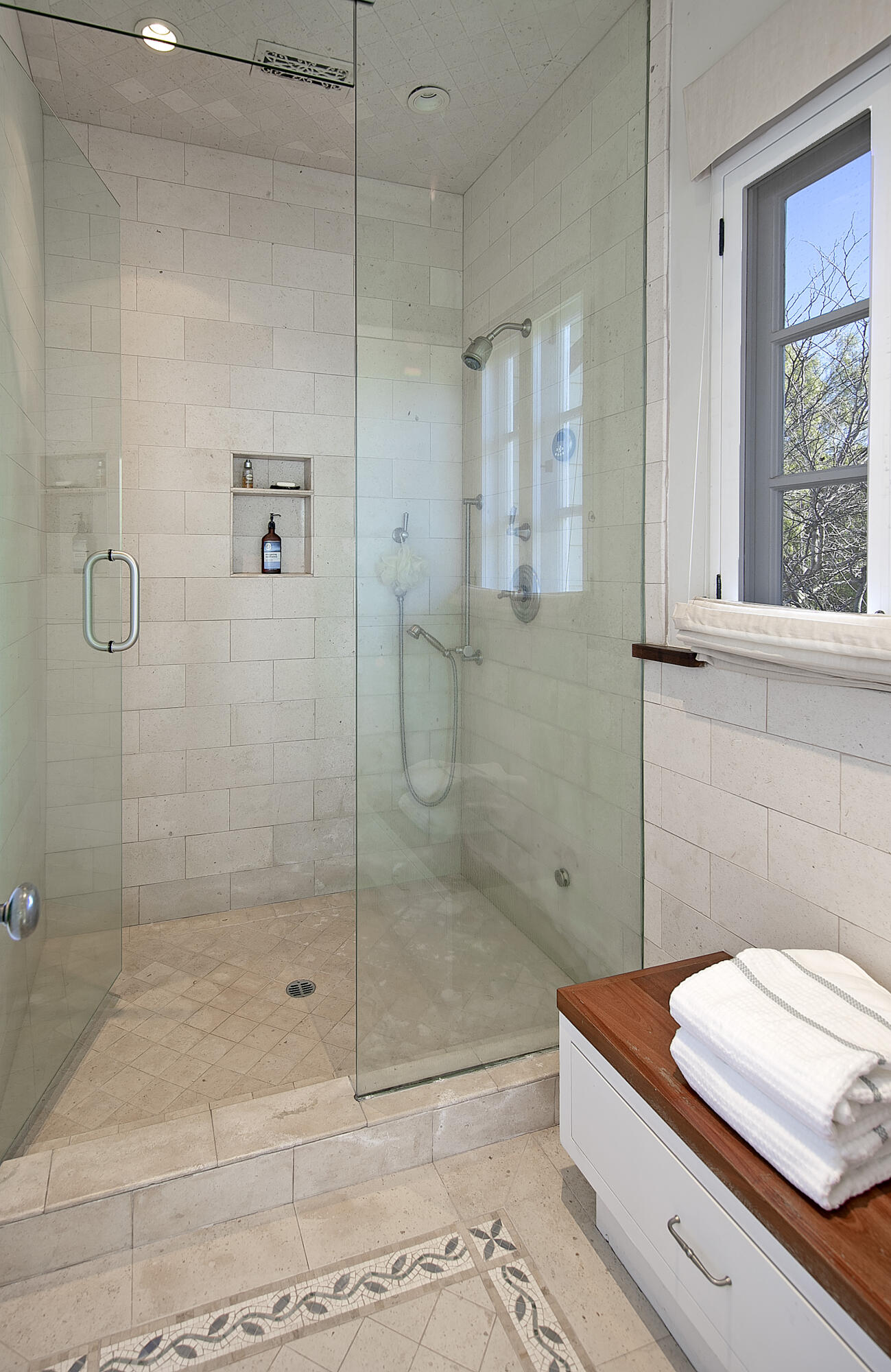 1138 Mission Ridge Road Santa Barbara, CA 93103 - Photo 38 of 54 a bathroom with a shower and a sink