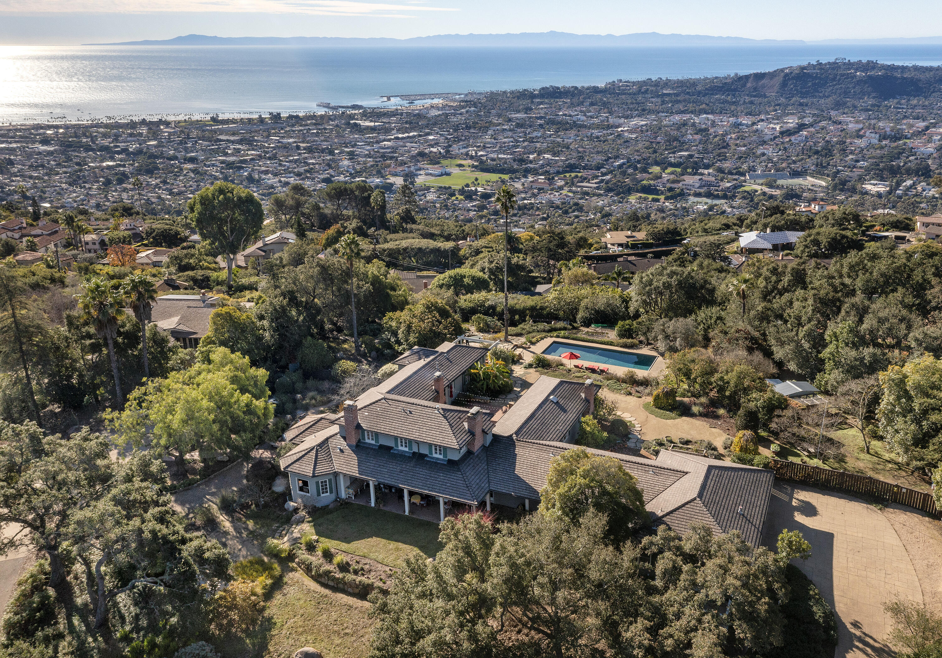 1138 Mission Ridge Road Santa Barbara, CA 93103 - Photo 4 of 54 an aerial view of a house with a mountain