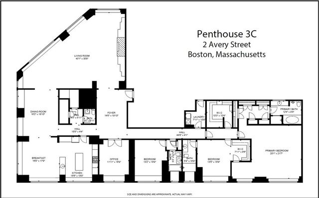 $4,585,000 | 2 Avery Street, Unit PH3C, Boston, MA 02111