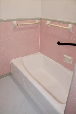 a bathroom with a bathtub