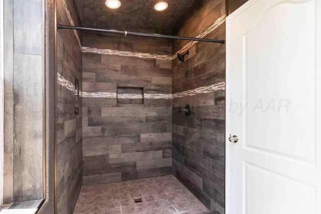 a view of a swimming pool with a lake view