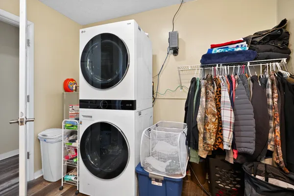 a utility room with dryer and washer