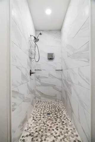 a bathroom with a shower