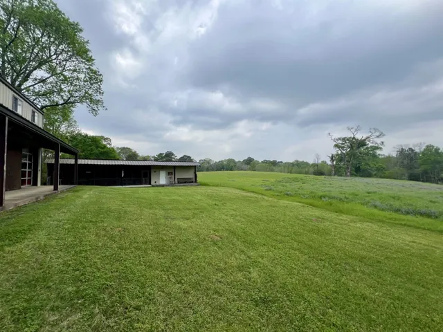 a backyard of a house with lots of green space