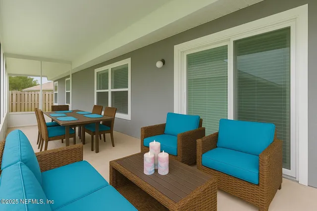 a view of a swimming pool with a patio