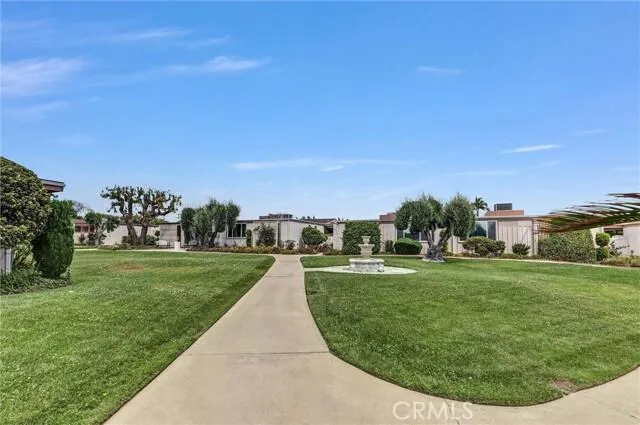 a view of a golf course with a garden