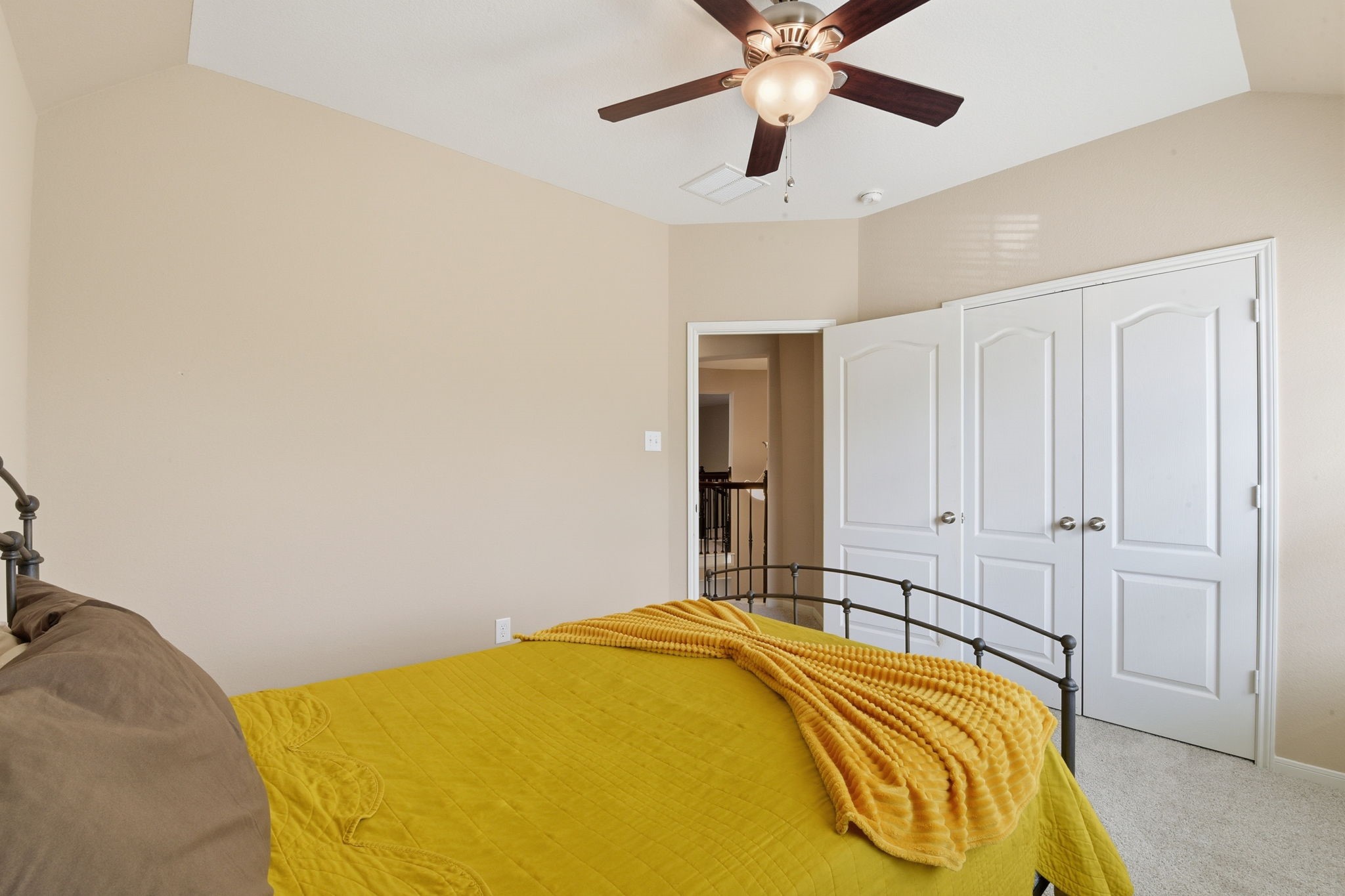 29019 Comal Karst Drive Spring, TX 77386 - Photo 37 of 50 a bedroom with a bed and ceiling fan