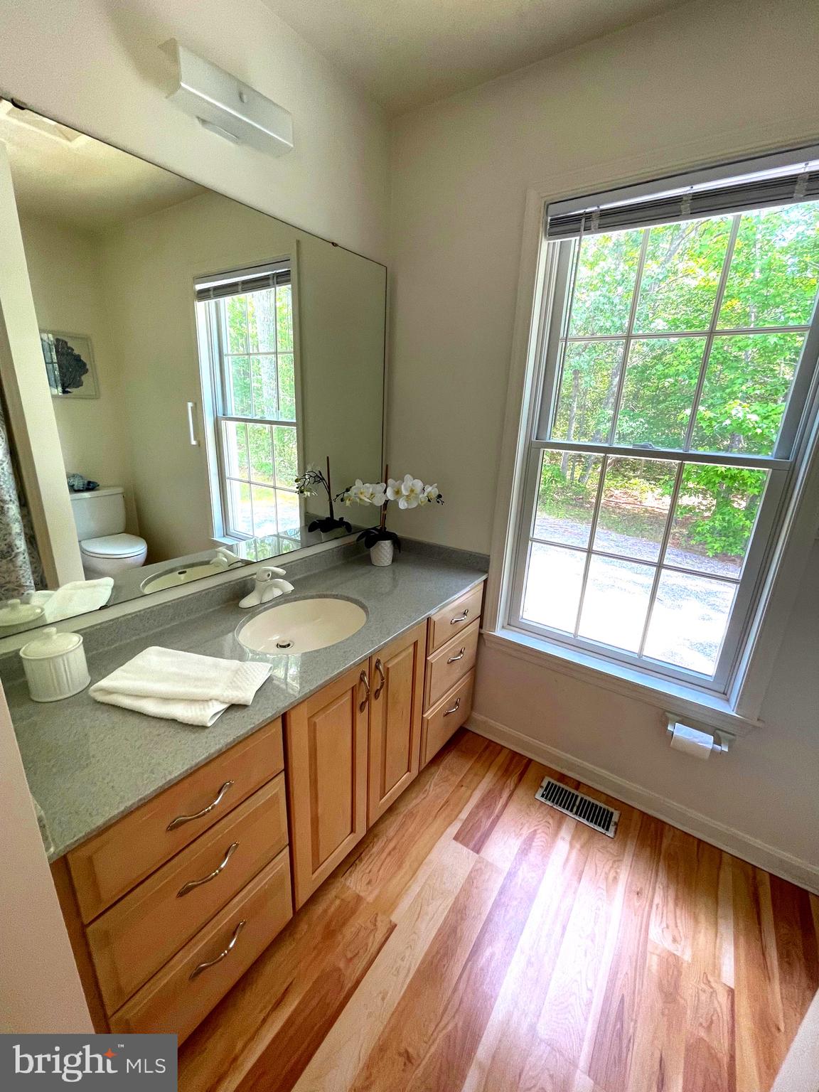 21549 Point Lookout Road Callaway, MD 20620 - Photo 38 of 41 a bathroom with a granite countertop sink window and a mirror