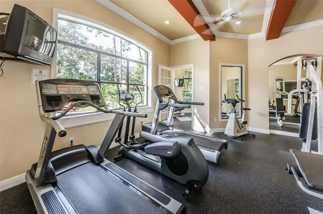 a view of a room with gym equipment
