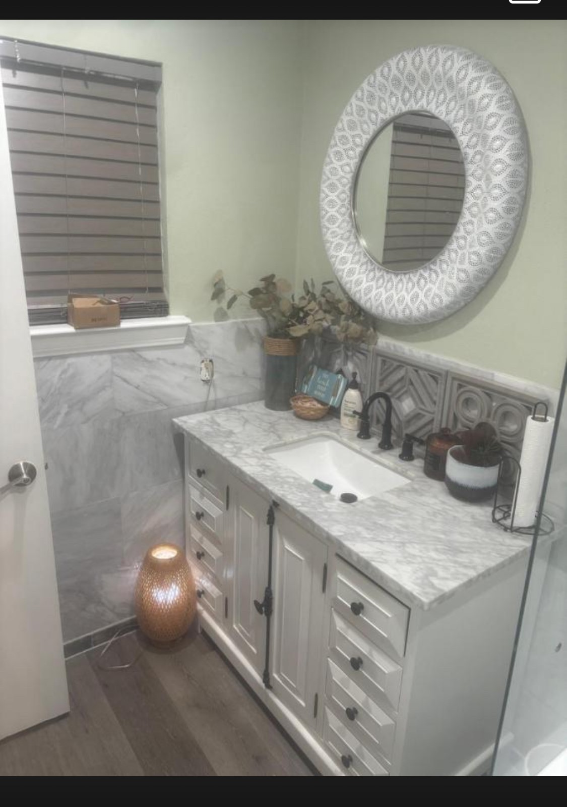 6811 St Augustine Street Houston, TX 77021 - Photo 10 of 20 a bathroom with a granite countertop sink and a mirror