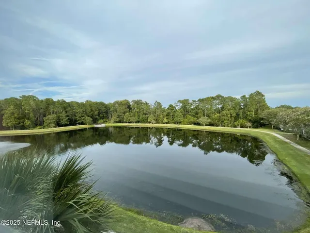 a view of a lake with a city view