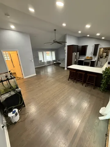 a lobby with furniture and window