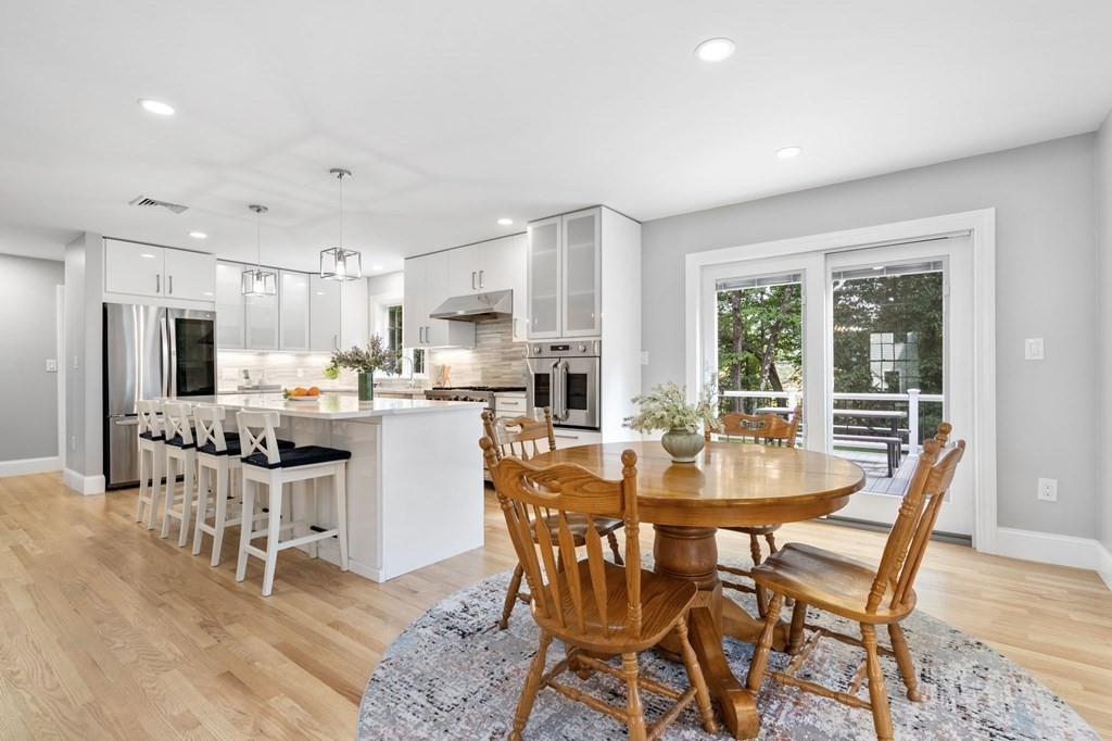 11 Fort Pond Road Acton, MA 01720 - Photo 10 of 40 a dining room with stainless steel appliances kitchen island granite countertop a dining table and chairs