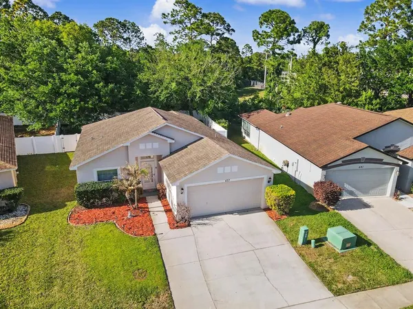 an aerial view of a house