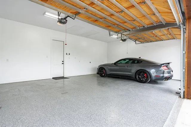 a view of a car in garage