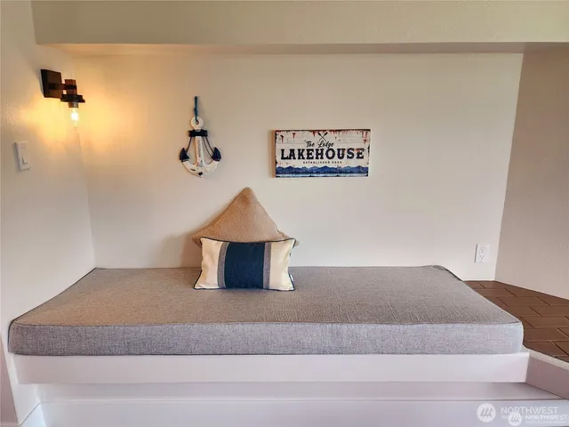 a living room with a couch and a table