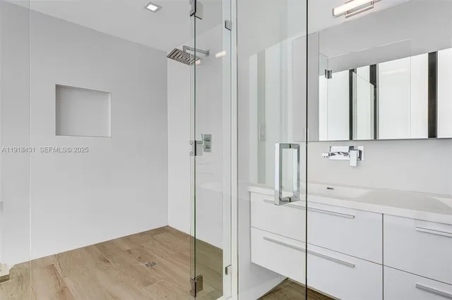 a bathroom with a shower