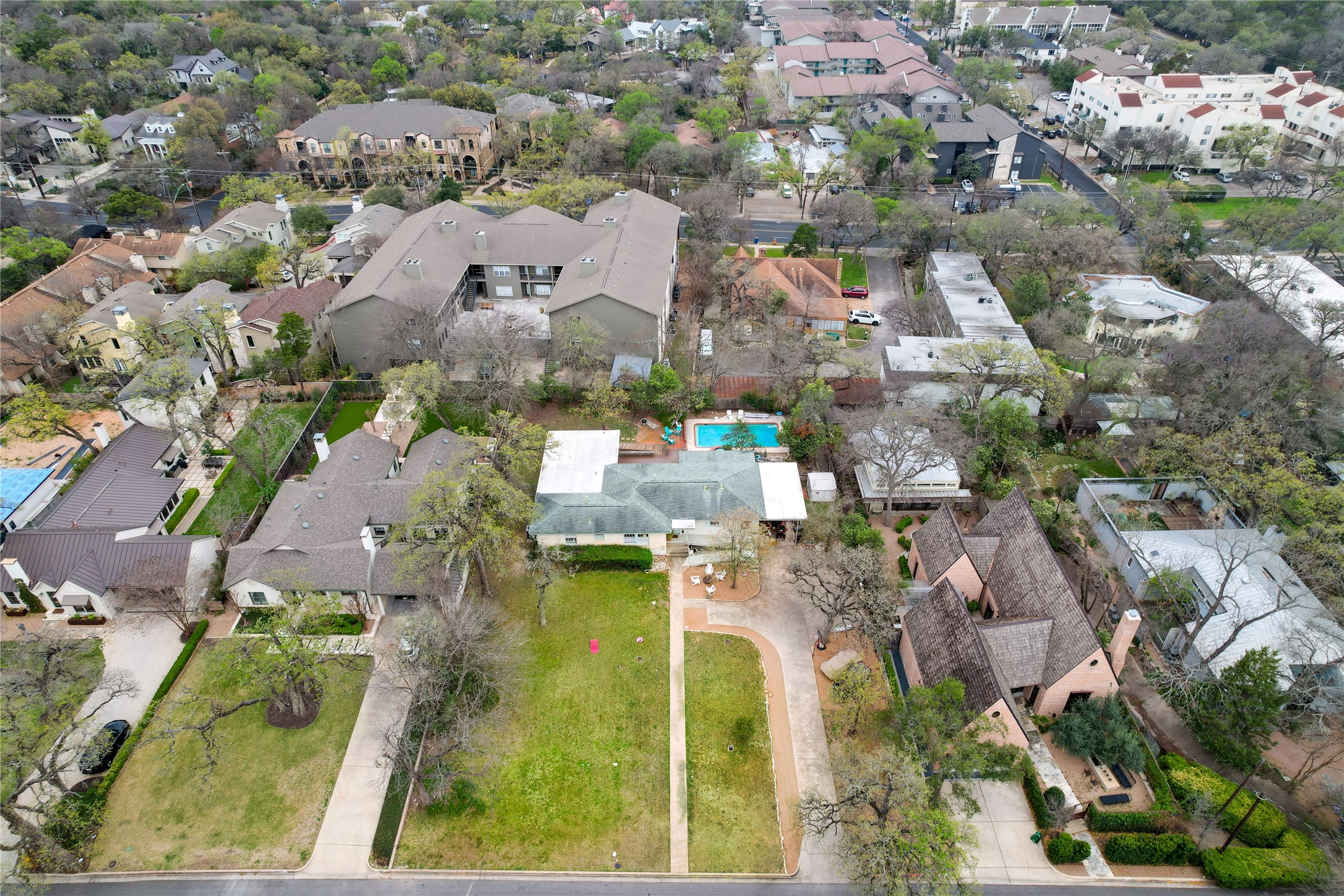 2511 Bridle Path Austin, TX 78703 - Photo 6 of 6 an aerial view of residential houses with outdoor space