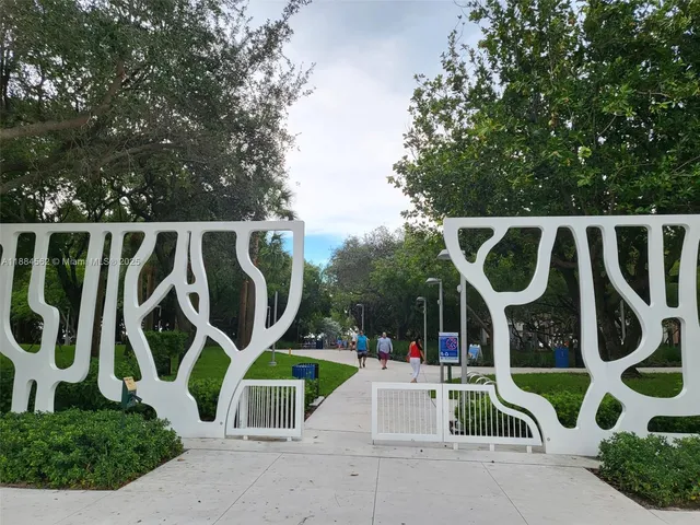 a park view with large trees