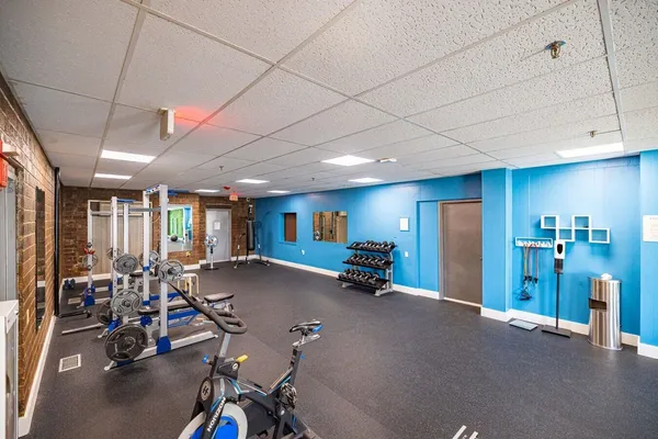 a view of a room with gym equipment