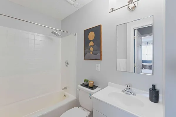 a bathroom with a toilet a sink and mirror