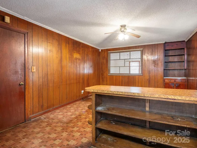 a room with table and window