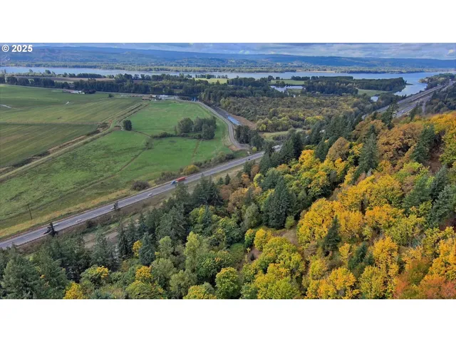 a view of a field with an ocean view