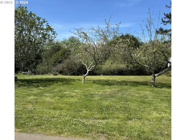a view of a garden with an outdoor seating