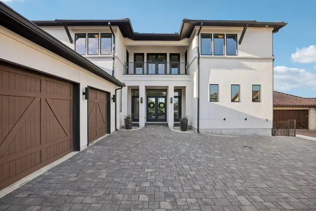 a view of a building with a large window
