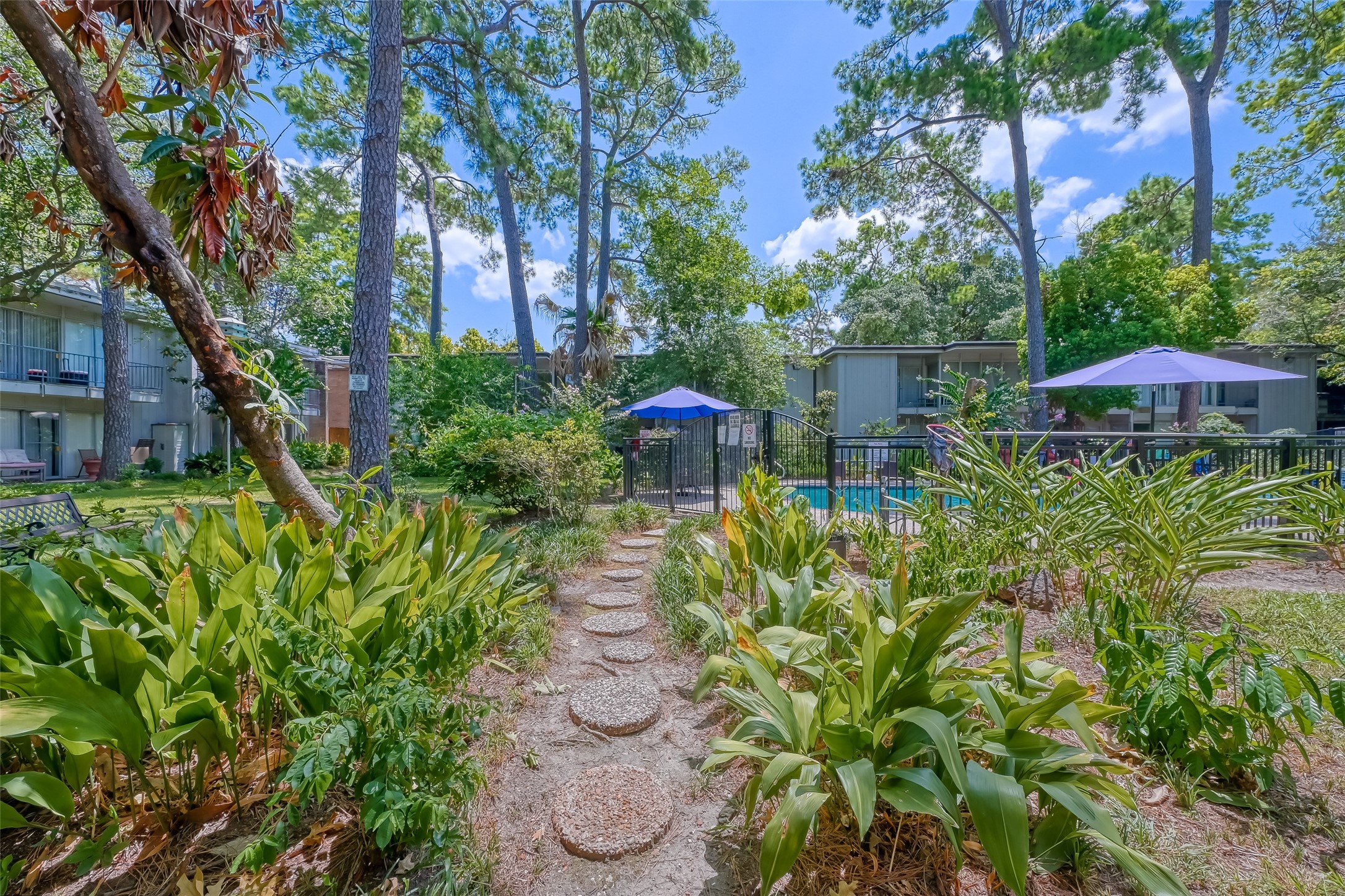 8211 Katy Freeway, Unit 19 Houston, TX 77024 - Photo 33 of 39 a garden view with a seating space