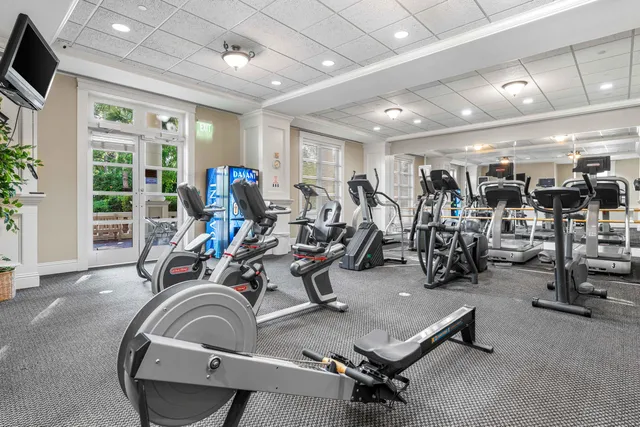 a view of a room with gym equipment