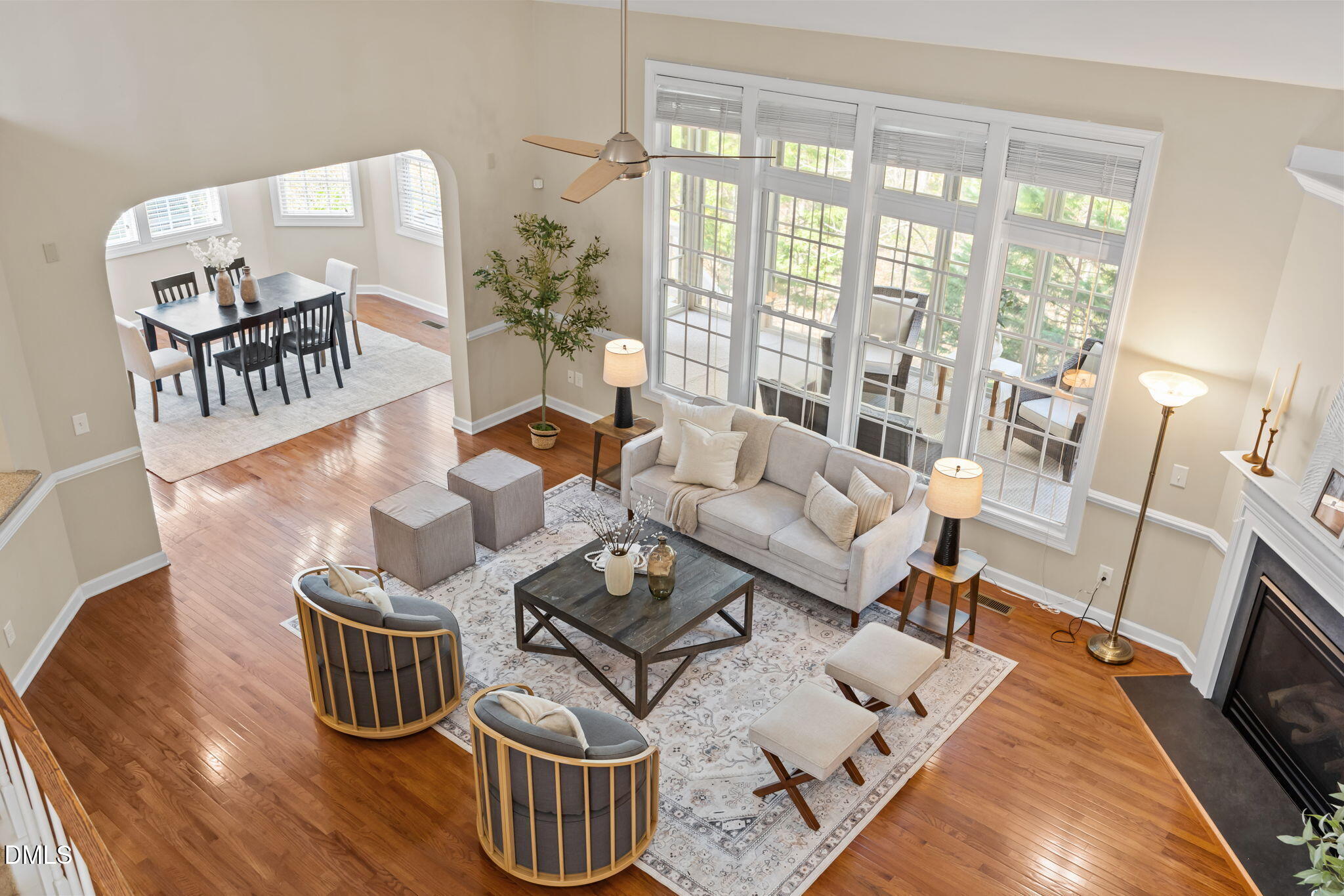 5309 Lyon Farm Drive Durham, NC 27713 - Photo 3 of 68 a living room with furniture and a floor to ceiling window