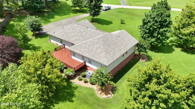 an aerial view of a house