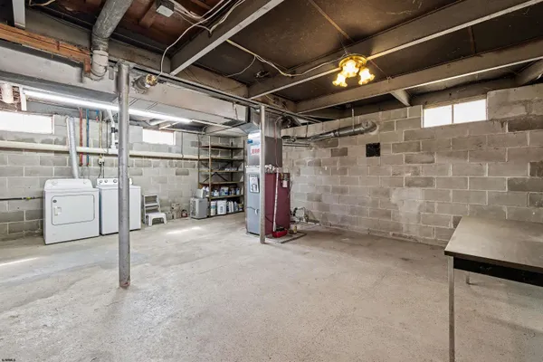 a view of empty room with racks