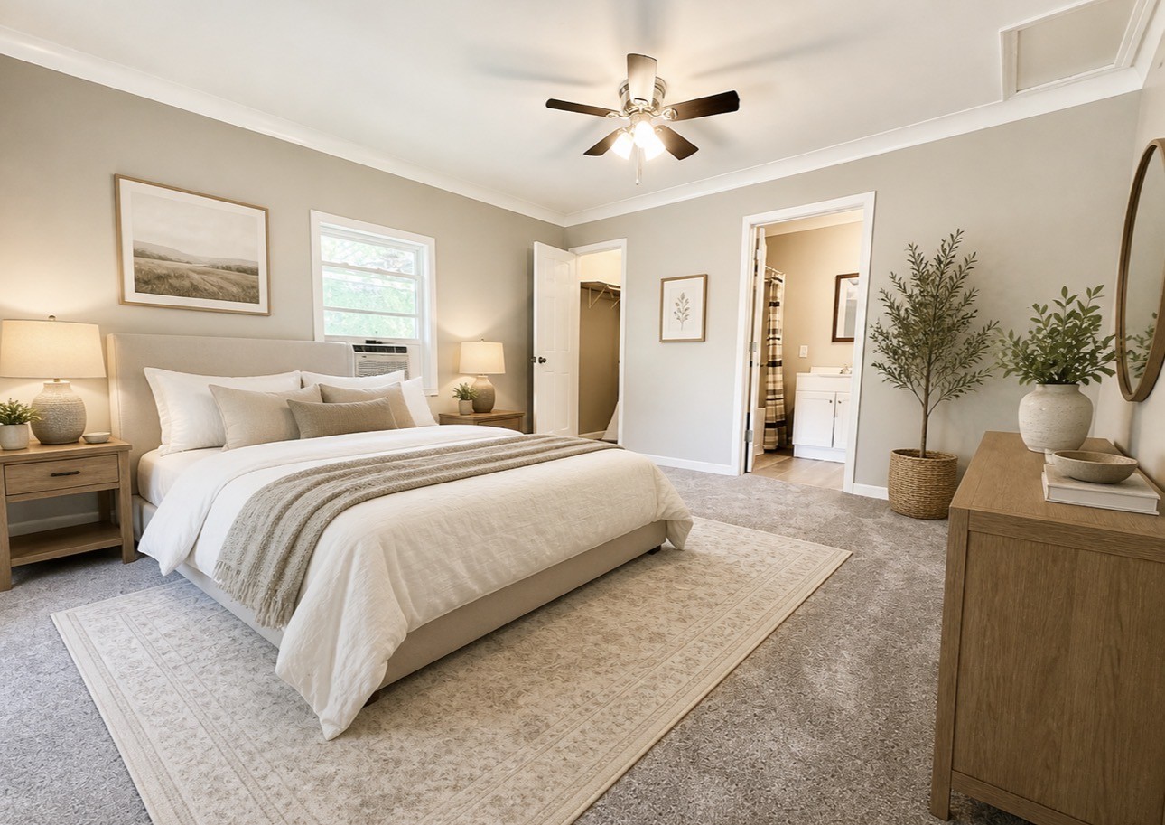 1520 Old Springville Road Springville, TN 38256 - Photo 7 of 22 a spacious bedroom with a large bed and a chandelier