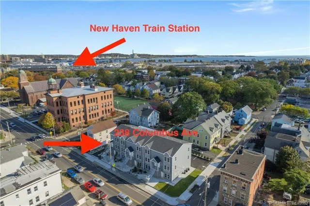 an aerial view of multiple house