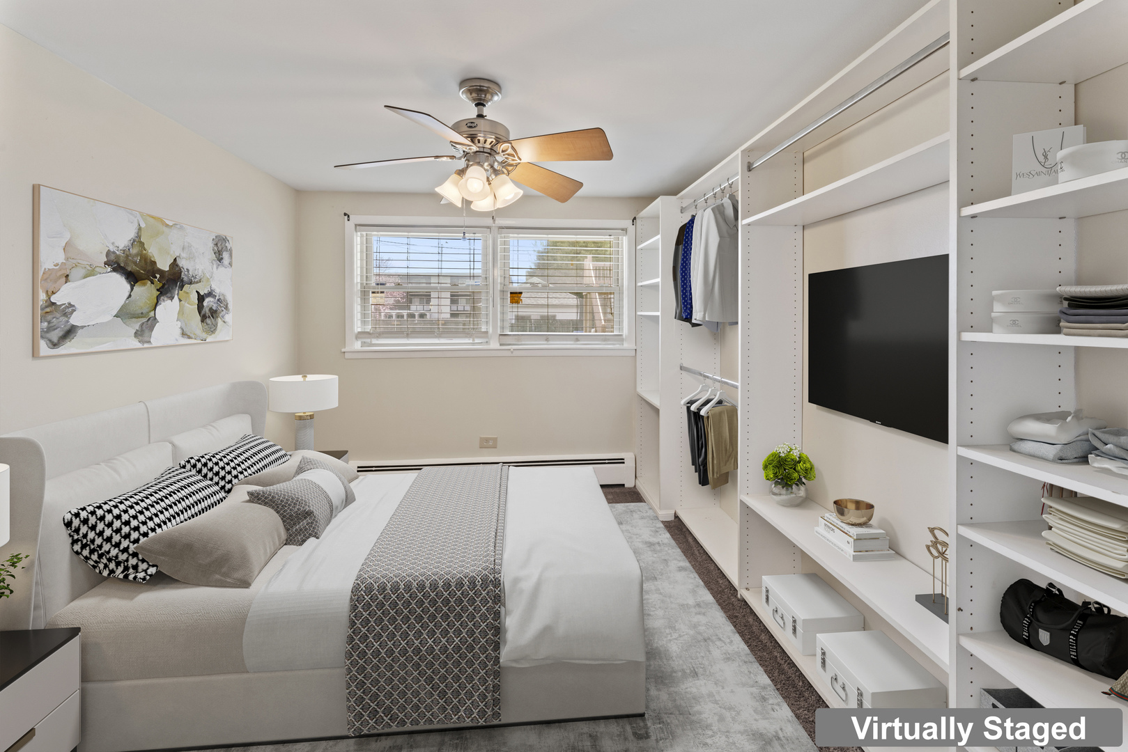 2336 Union Street, Unit 3 Blue Island, IL 60406 - Photo 12 of 19 a bedroom with a bed and a flat screen tv