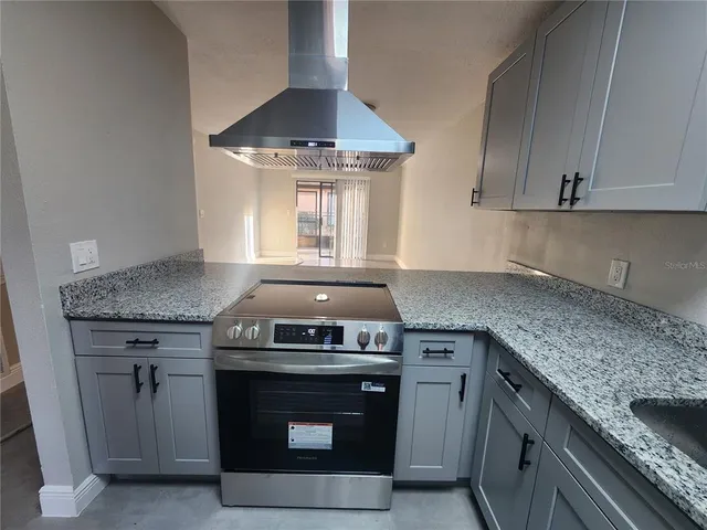a stove top oven sitting inside of a kitchen
