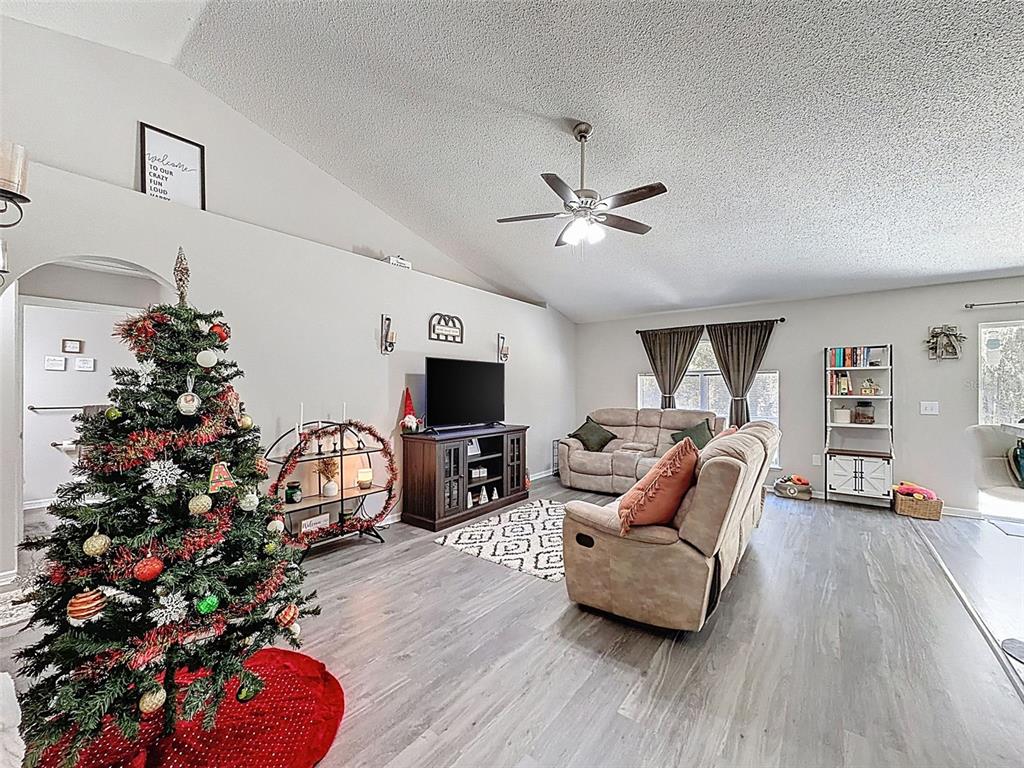 16061 Cave Swallow Road Brooksville, FL 34614 - Photo 13 of 47 a living room with furniture a flat screen tv and a potted plant