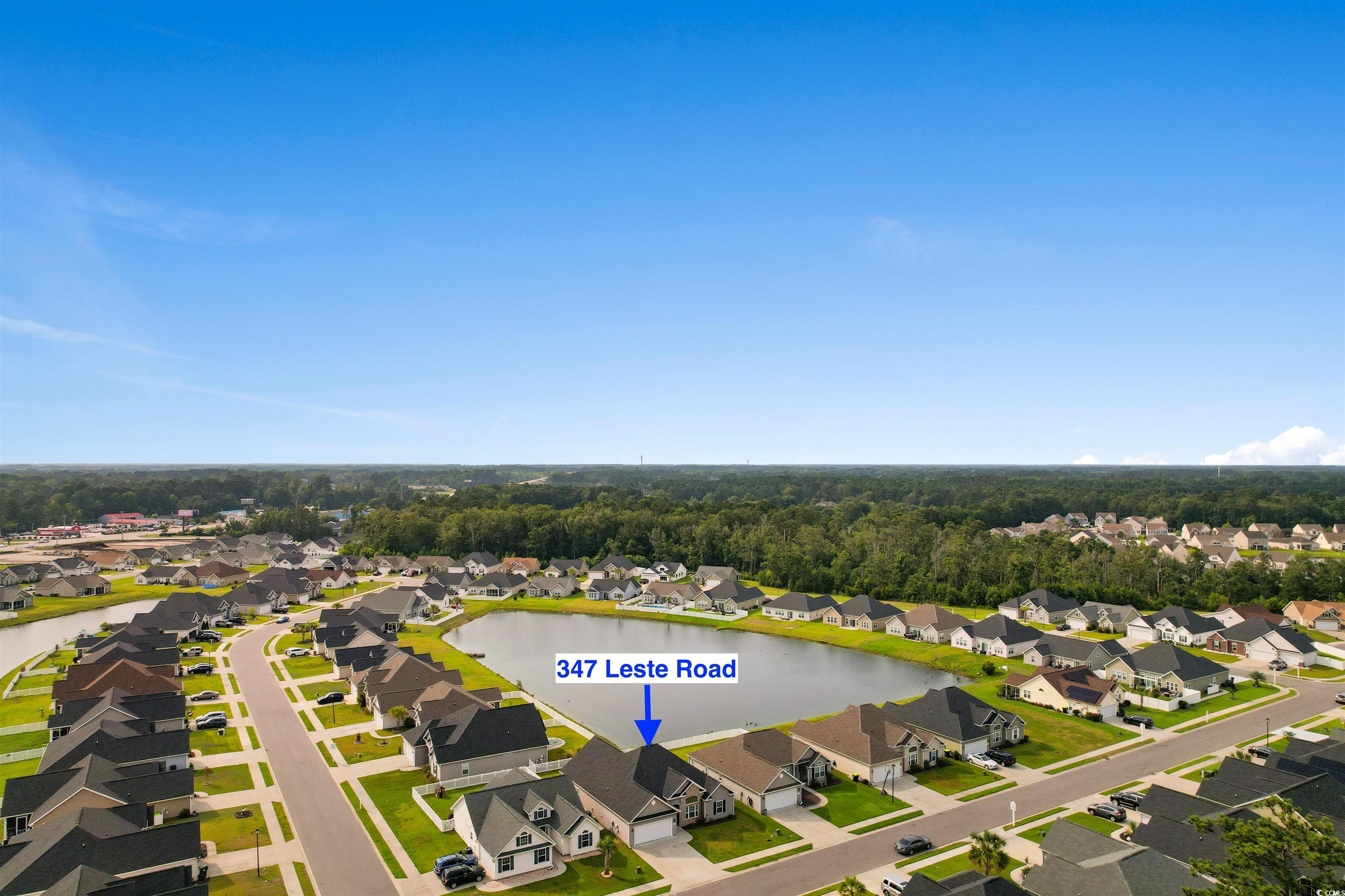 347 Leste Road Myrtle Beach, SC 29588 - Photo 29 of 32 Aerial perspective of suburban area featuring a nearby body of water