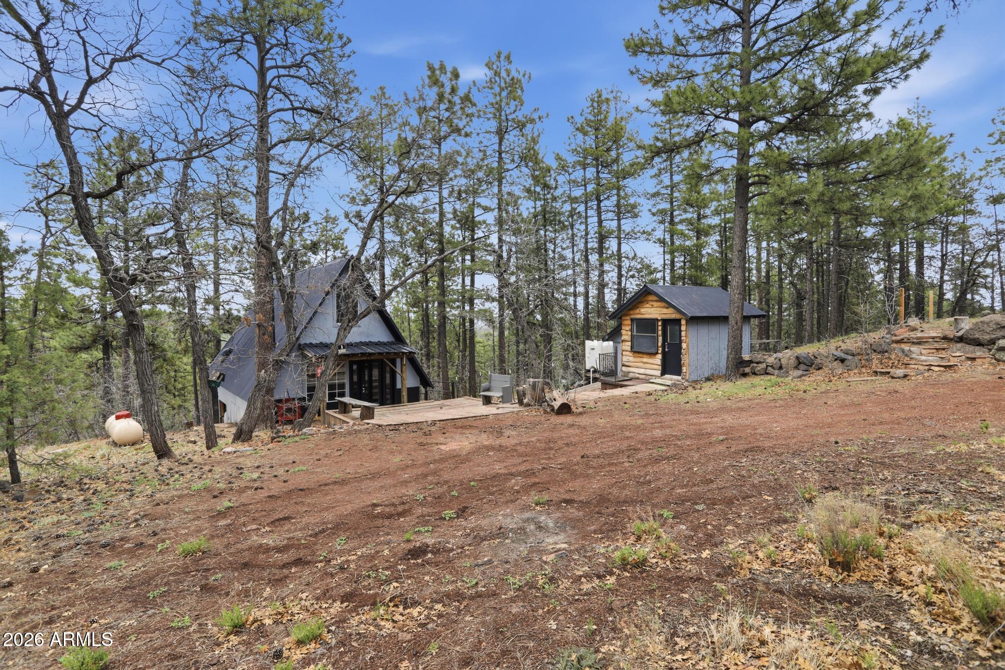 1725 Turkey Mountain Road Happy Jack, AZ 86024 - Photo 3 of 18 a view of house with trees in the background
