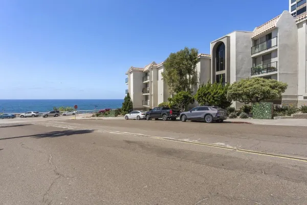 a view of a building with a view of street