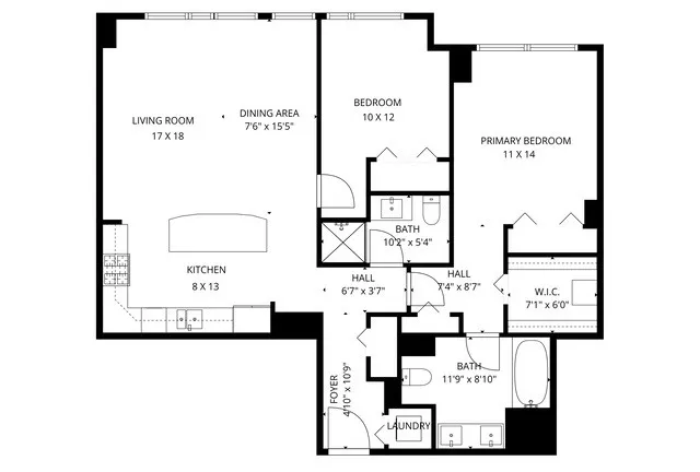 a view of a building with sitting area