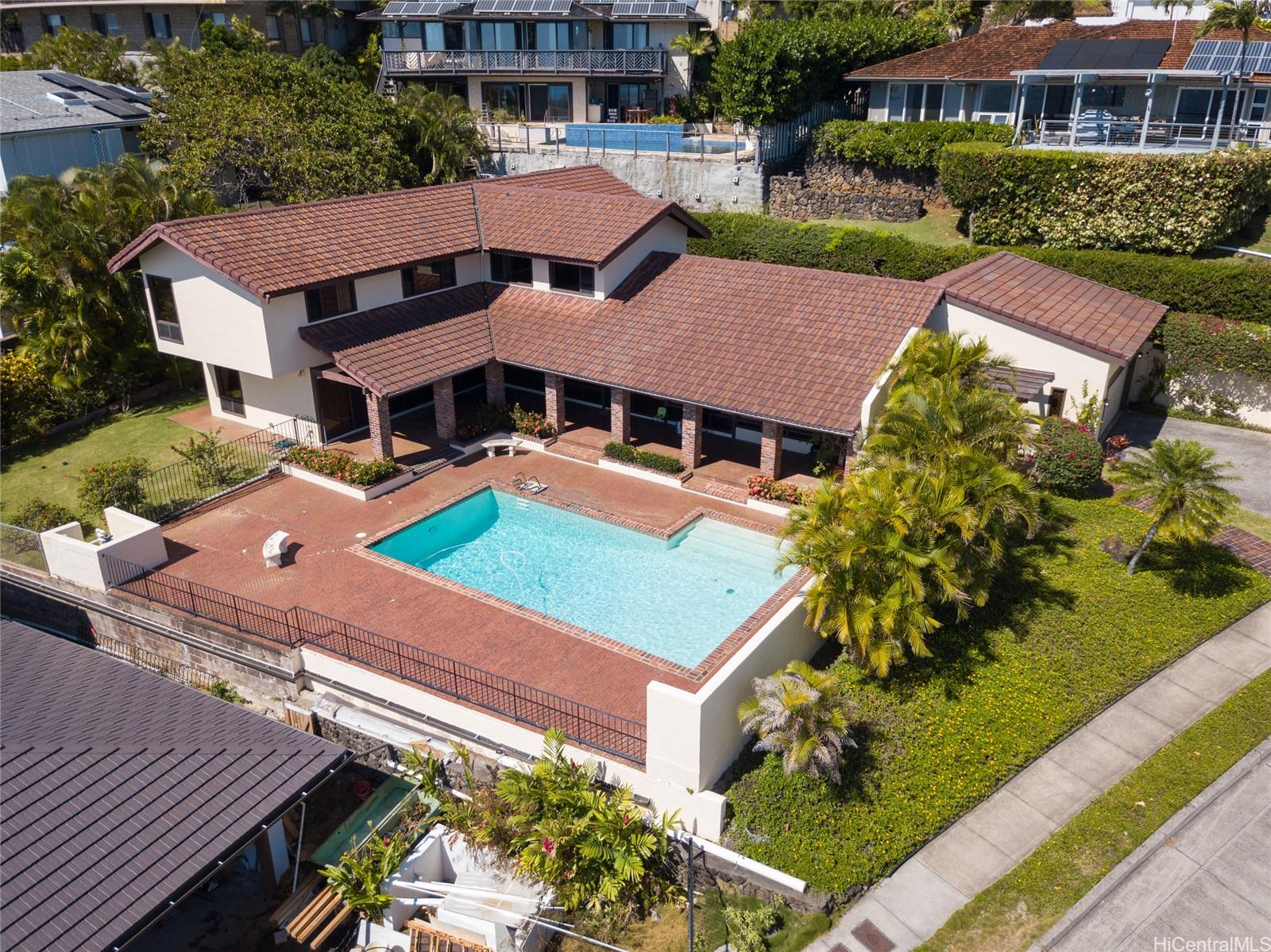 an aerial view of a house
