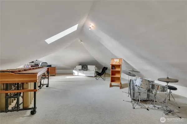 a view of a garage with furniture