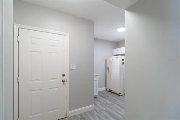 an empty room with closet
