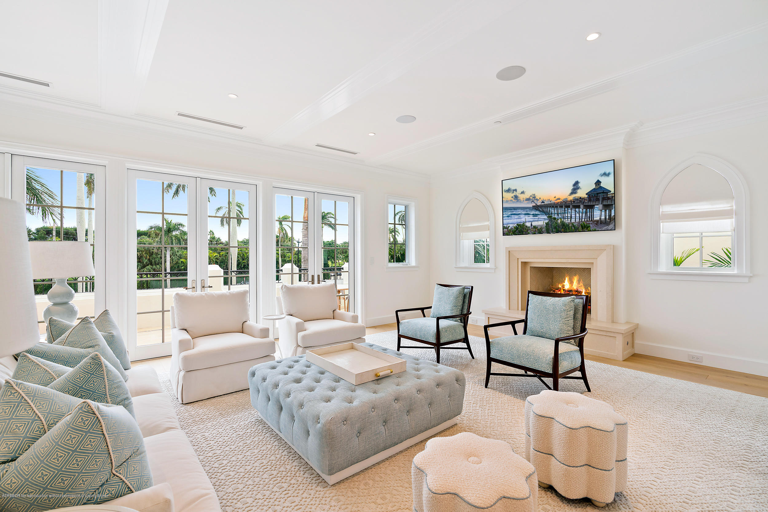 3 Via Flagler Palm Beach, FL 33480 - Photo 9 of 42 a living room with furniture and a fireplace